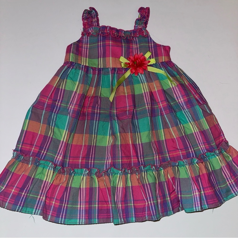 Sophie Rose Easter Dress 18 months Girls Infant pink and teal plaid